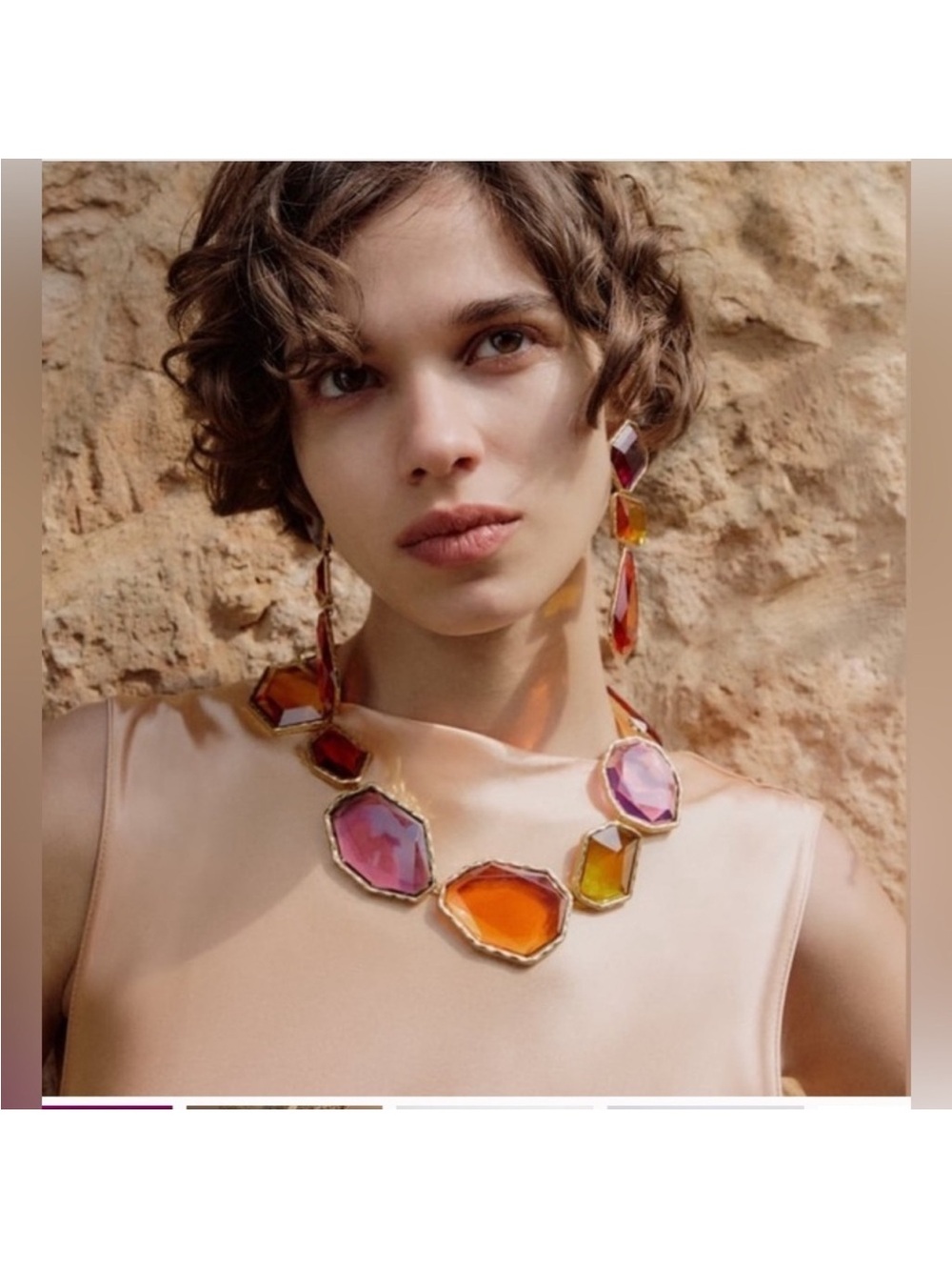 New 24k Gold Plated Chunky Geometric Resin Necklace